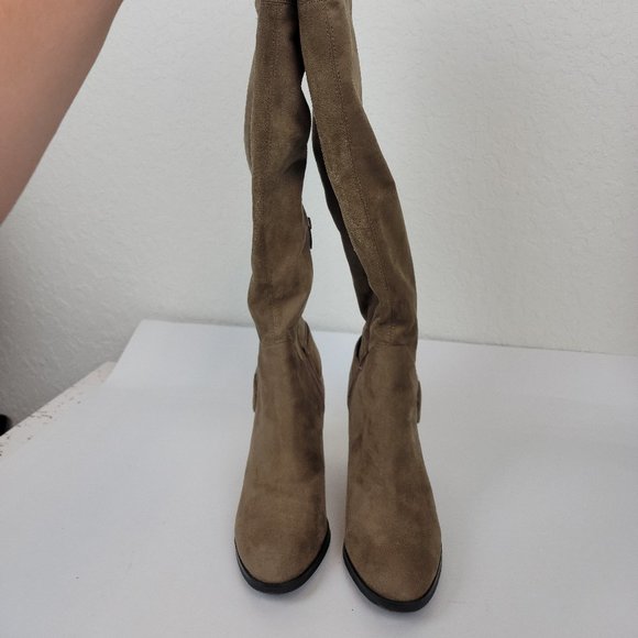 Marc Fisher Shoes Marc Fisher Knee High Dark Tan Suede Heeled Boot